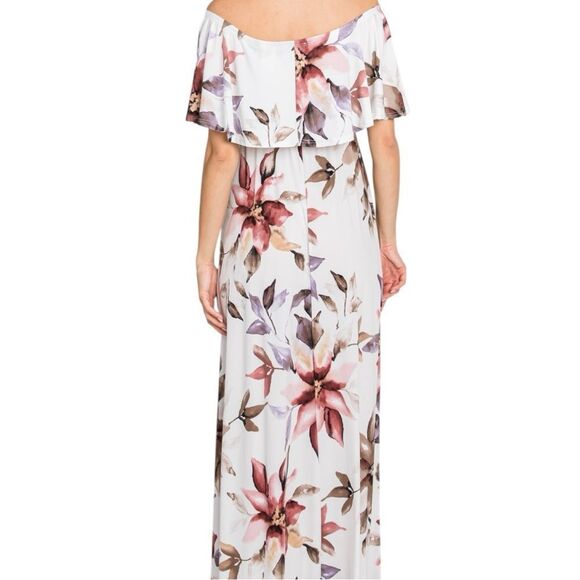 Pinkblush Ivory Floral Off Shoulder Maternity Maxi Dress size XL boho fairy - Picture 3 of 9